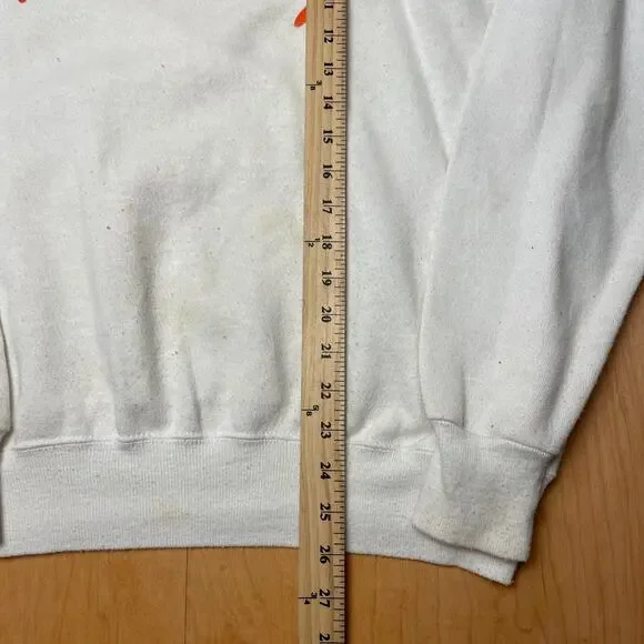 Vintage 50s/60s Hastings College White L/XL Thrashed Long Sleeve Sweatshirt